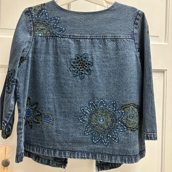 xSOLD Choices Petite Floral Embroidered Denim Jean Jacket, NWT, Petite Small - Picture 12 of 14